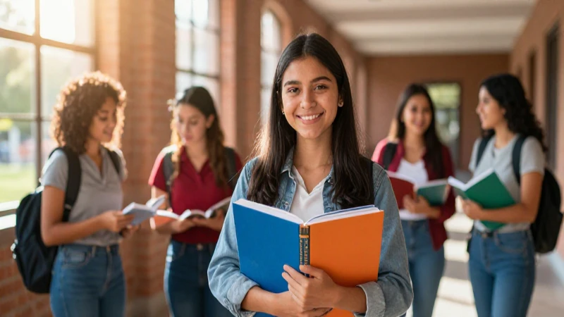 Estudiante sonriente en campus mexicano