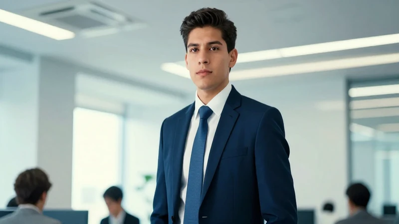 Joven mexicano profesional en oficina moderna