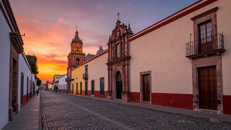 Morelia colonial: luz vibrante en calle histórica