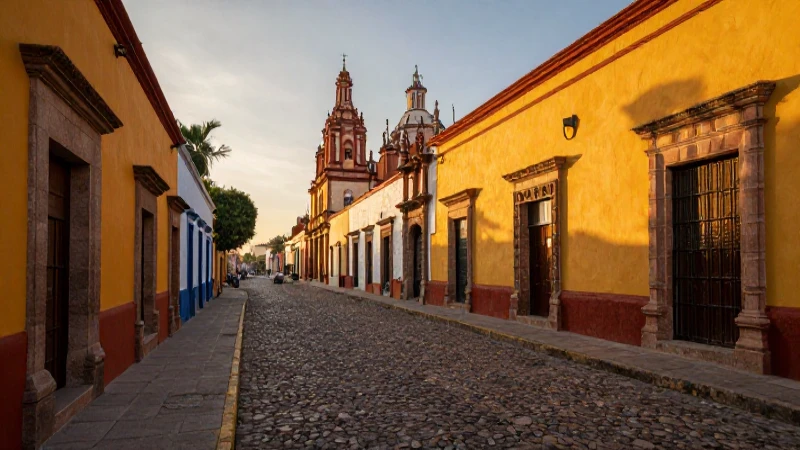 Calle de Morelia, colonial vibrante y luz dorada