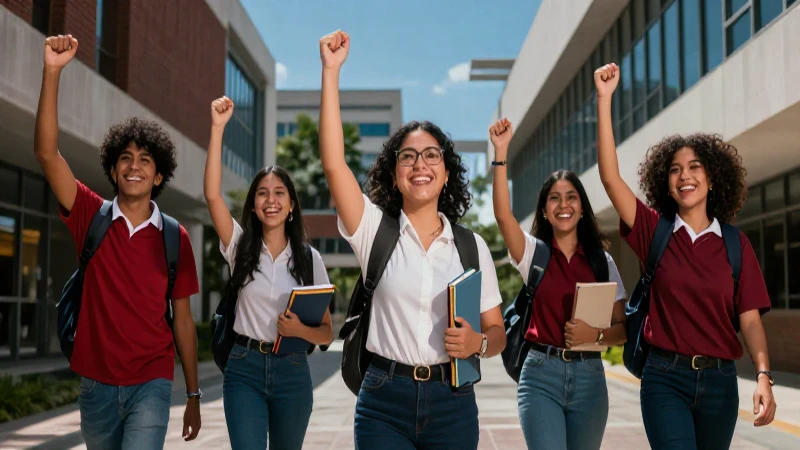 Éxito académico en campus universitario vibrante