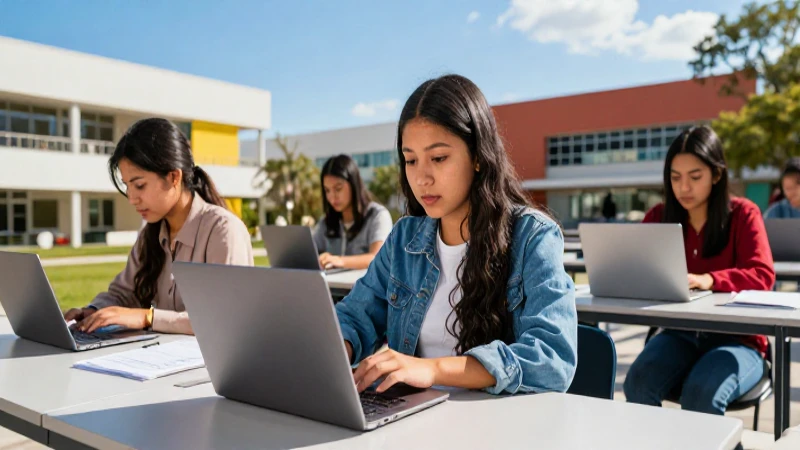 Estudiante mexicano aprende en entorno digital moderno