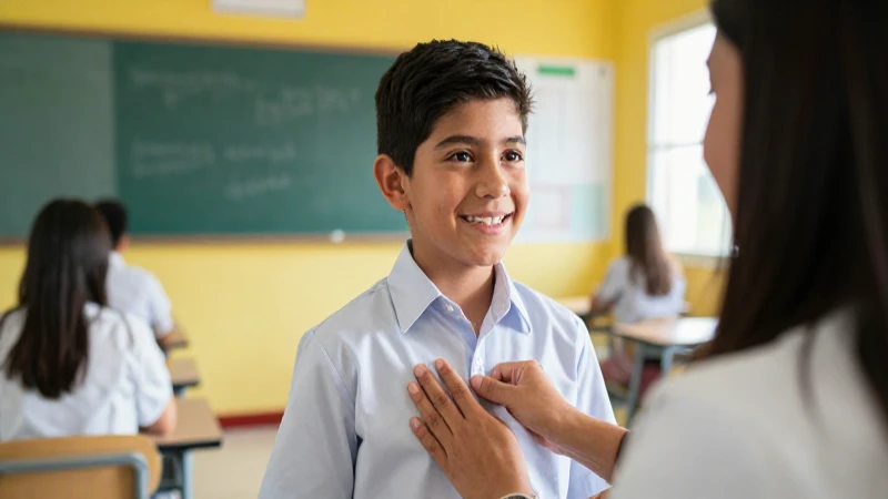 Niño mexicano sonríendo, mano de madre