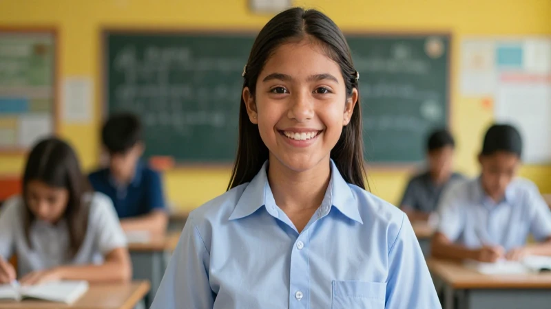 Estudiante mexicano feliz en clase moderna