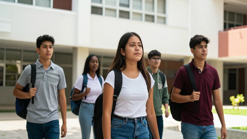 Jóvenes mexicanos en campus universitario dinámico