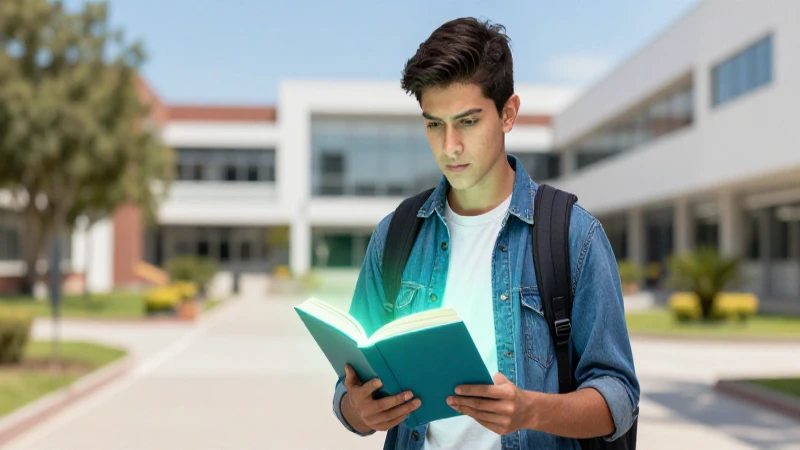 Estudiante mexicano brillante en campus universitario