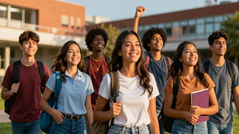 Jóvenes mexicanos exitosos en campus vibrante