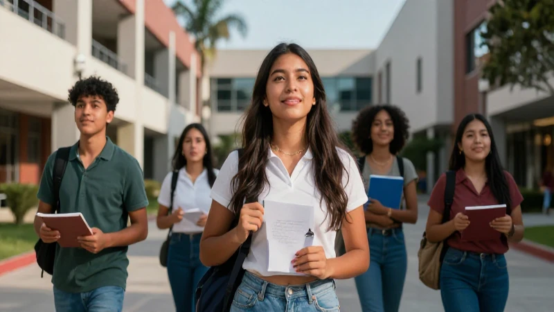 Estudiante mexicano en campus, estilo cinematográfico vibrante
