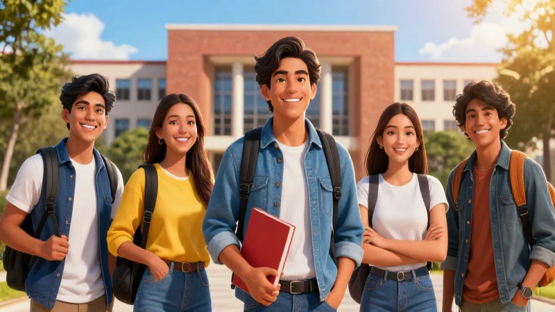 Estudiante mexicano sonríe en campus universitario