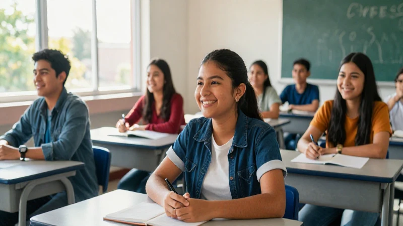 Estudiantes universitarios mexicanos felices en clase