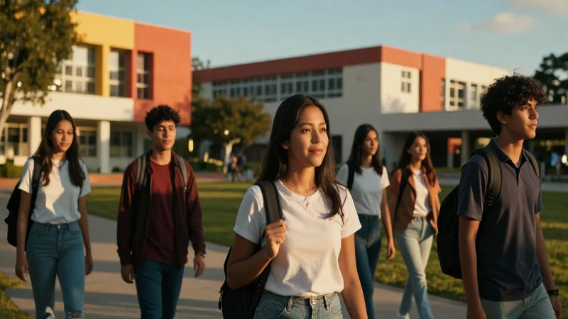 Jóvenes mexicanos en campus al atardecer