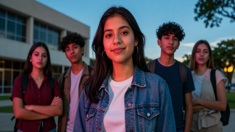 Retrato cinemático vibrante de estudiante mexicano