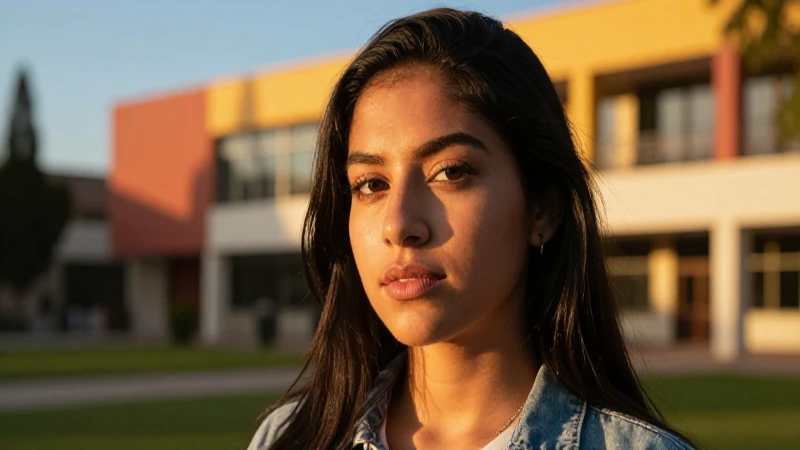 Retrato dramático de estudiante mexicano moderno en campus