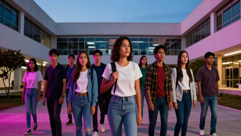 Jóvenes estudiantes mexicanos en campus moderno