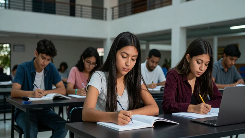Jóvenes mexicanos estudiando en una universidad moderna