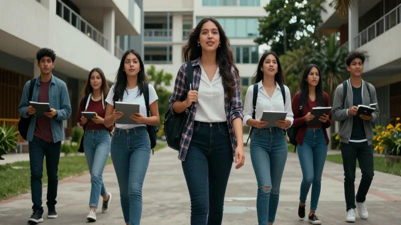 Estudiantes mexicanos exitosos en un campus vibrante