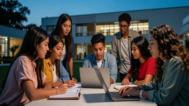 Estudiantes universitarios mexicanos colaboran en un proyecto moderno
