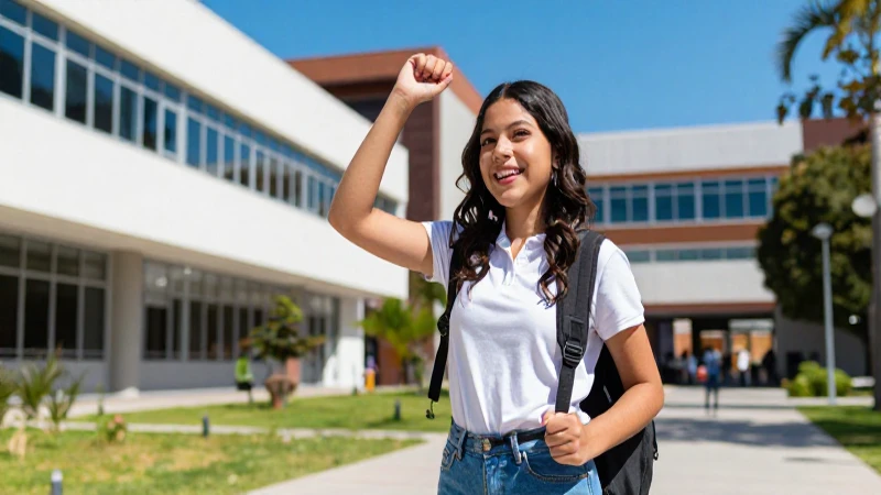 Estudiante mexicano en éxito universitario brillante