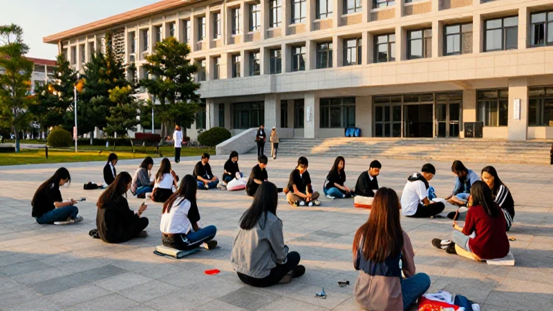 Estudiante creativo en campus con luz dorada