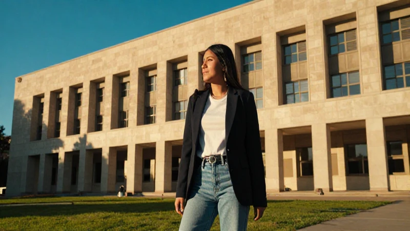 Estudiante mexicano decidido en campus dorado