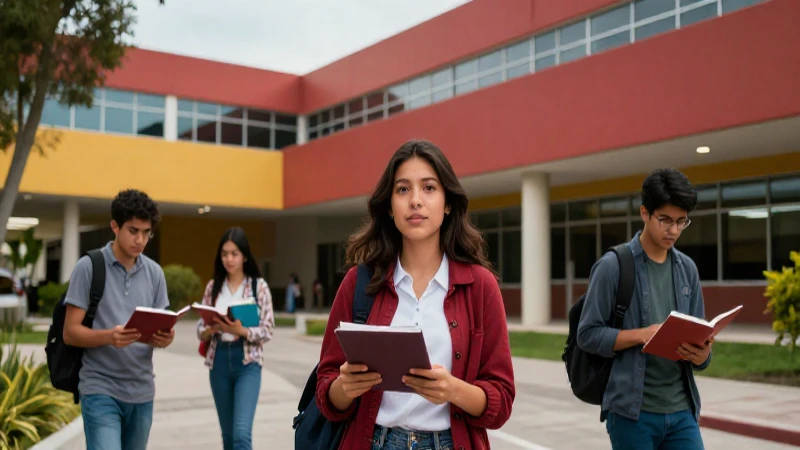 Éxito académico mexicano en campus moderno y vibrante