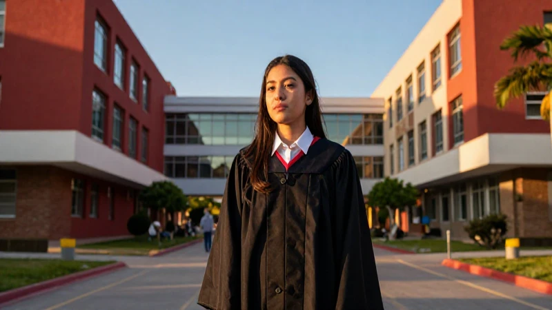 Retrato cinemático de estudiante mexicano vibrante