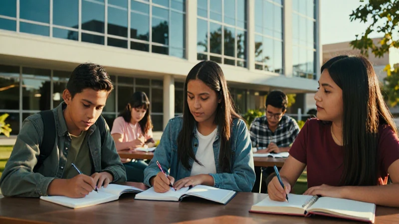 Estudiantes mexicanos exitosos en campus moderno