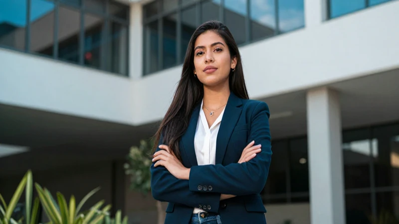 Estudiante mexicano exitoso en campus moderno
