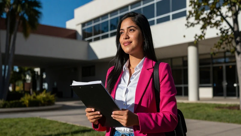 Estudiante mexicano exitoso en campus vibrante