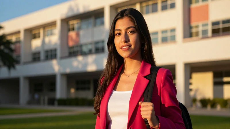 Estudiante universitario mexicano exitoso en Cancún al atardecer