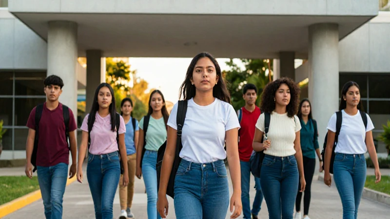 Estudiantes mexicanos confiados en universidad moderna