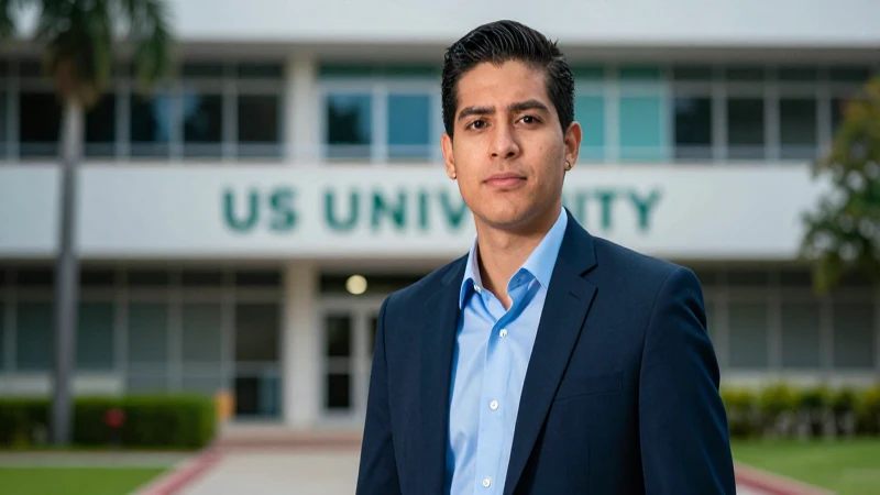 Estudiante mexicano ambicioso en campus médico