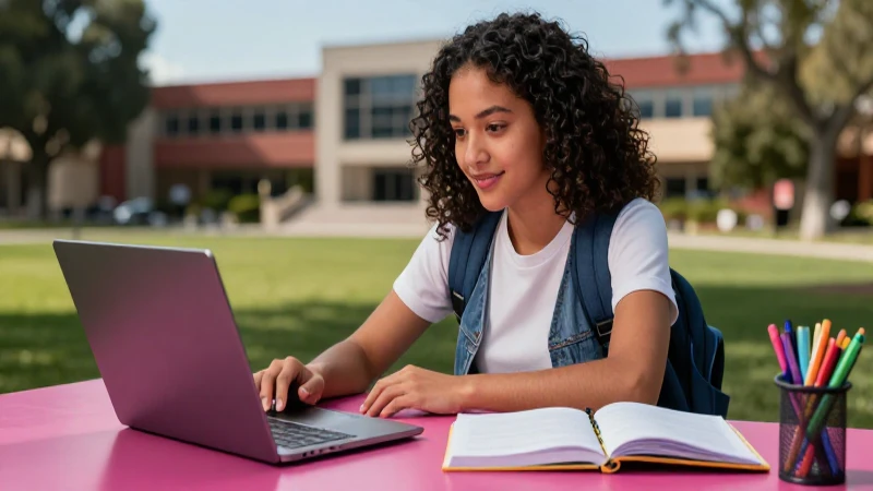 Retrato profesional de estudiante mexicano con laptop