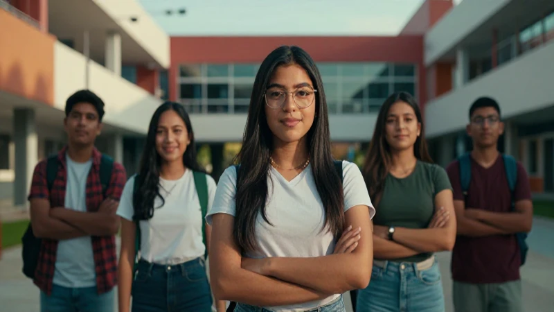 Estudiantes mexicanos en campus universitario dinámico