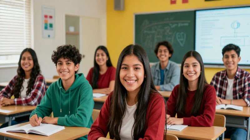 Mexicanos sonriendo en un aula vibrante