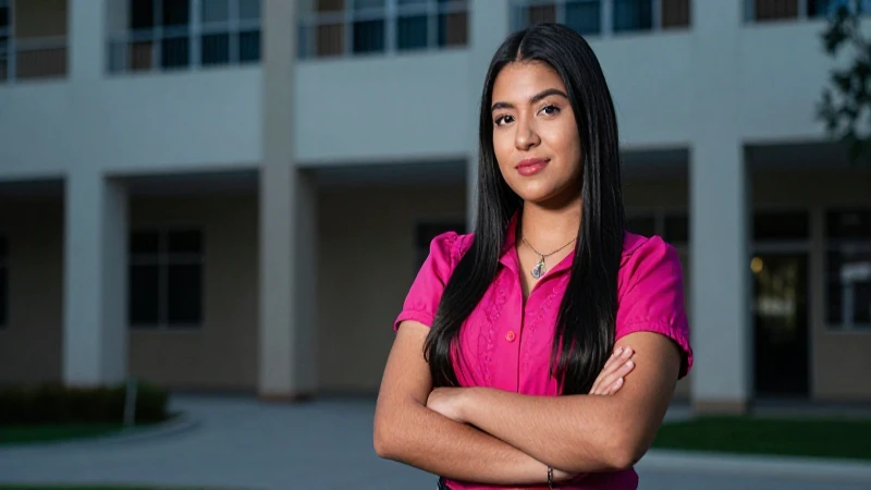 Estudiante mexicano confiado en campus moderno