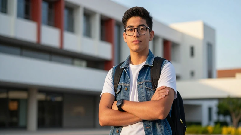 Retrato cinemático de estudiante universitario mexicano moderno