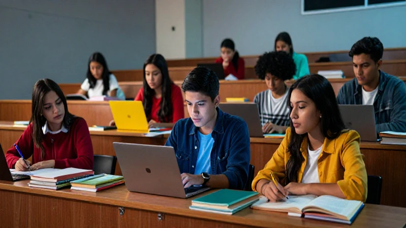 Estudiantes mexicanos motivados en aula universitaria