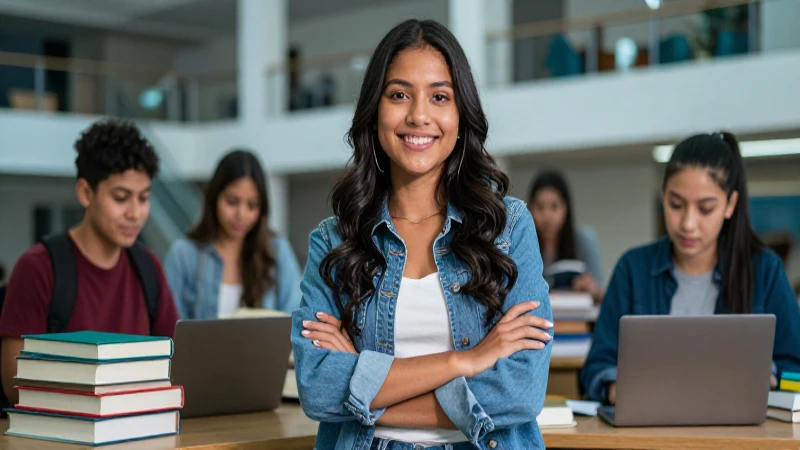 Retrato vibrante de estudiante mexicana sonriendo