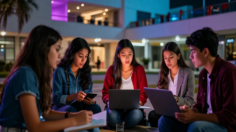 Estudiantes mexicanos colaboran en un campus moderno