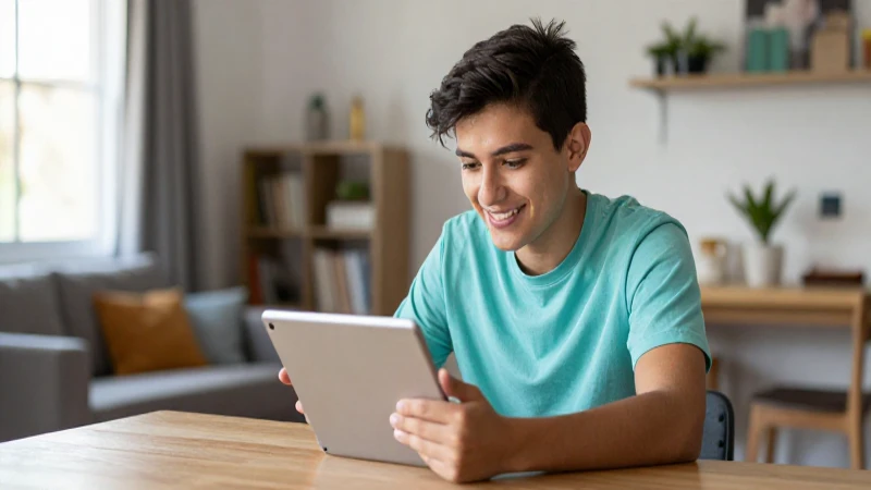 Estudiante mexicano estudia digitalmente en casa