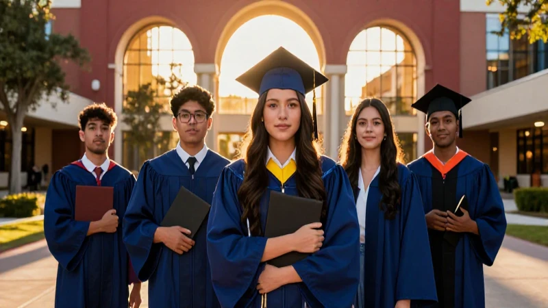 Estudiante mexicano graduándose con luz dorada