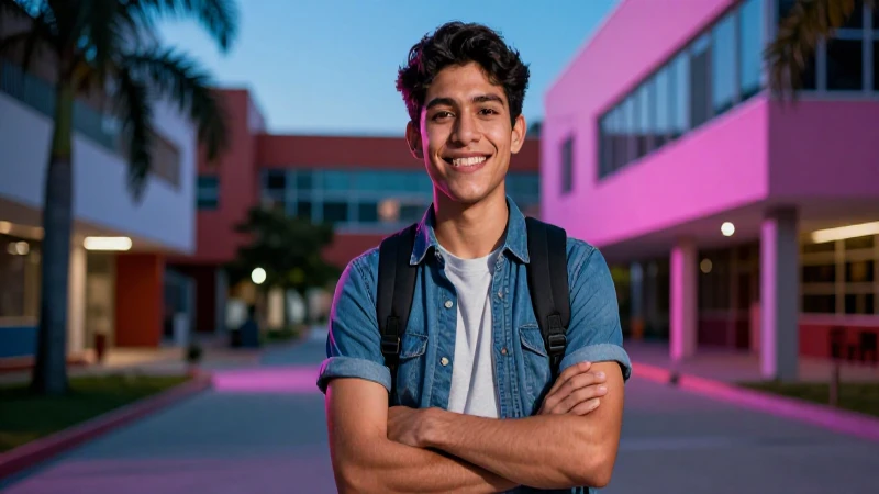 Cómo puedo verificar si tengo dinero en mi cédula 80 Joven mexicano sonriente en universidad moderna