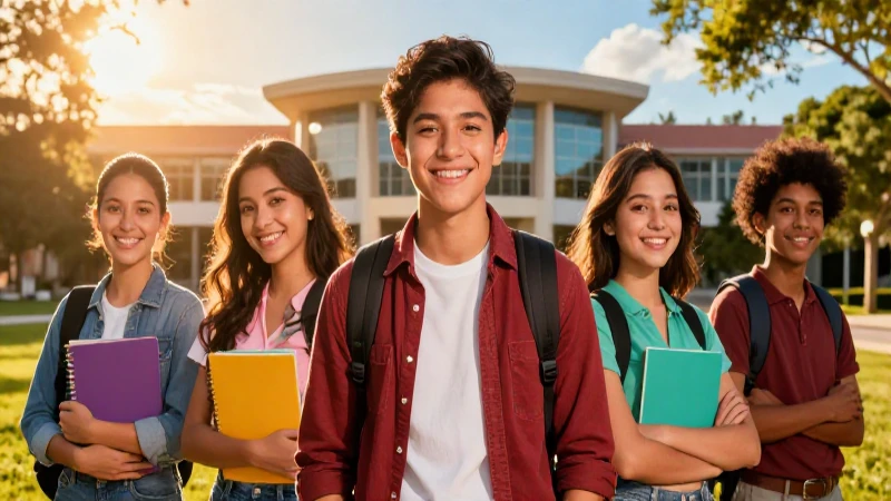 Estudiante mexicano sonriente con luz dorada