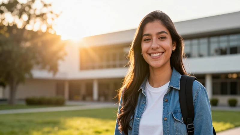 Joven mexicana sonríe bajo luz dorada de oportunidad