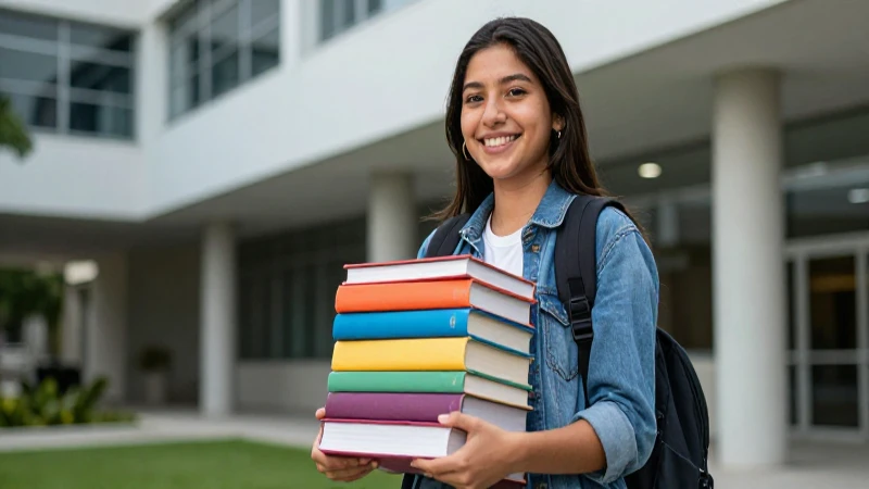 Estudiante mexicano alegre con libros