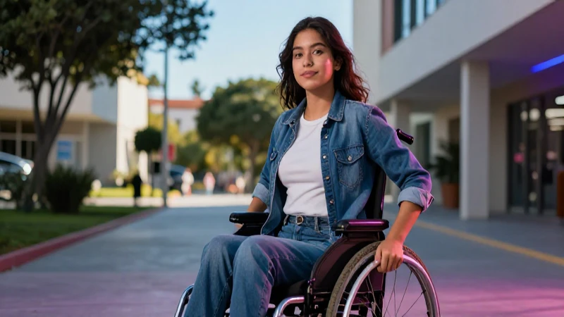 Estudiante mexicano con discapacidad en entorno moderno