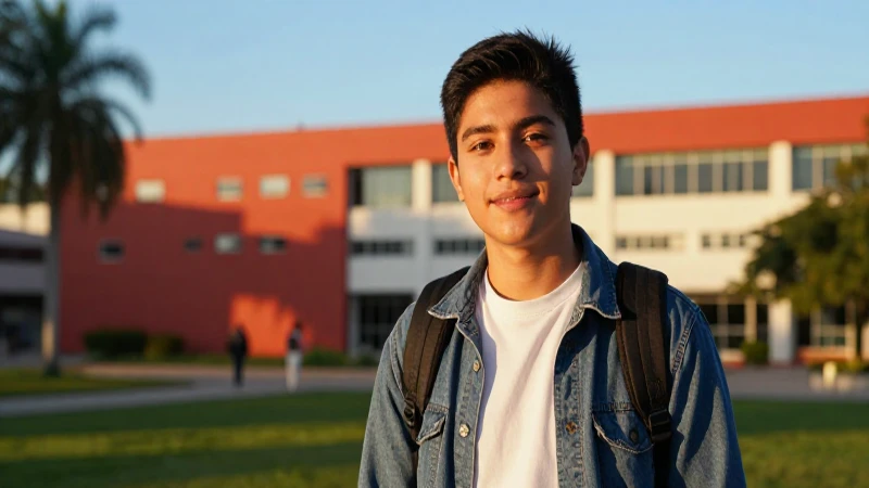 Estudiante mexicano vibrante, retrato académico cinematográfico