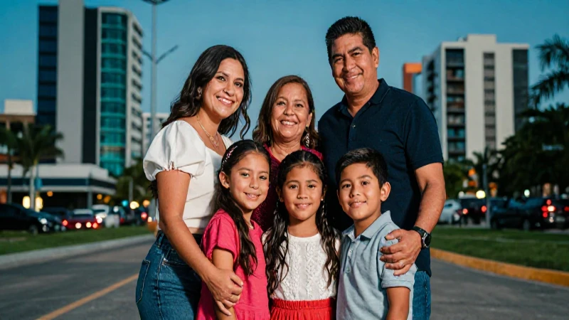 Familia mexicana moderna con estilo vibrante