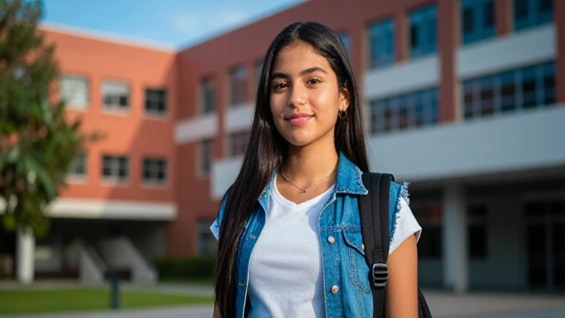 Joven mexicana brillante en universidad moderna